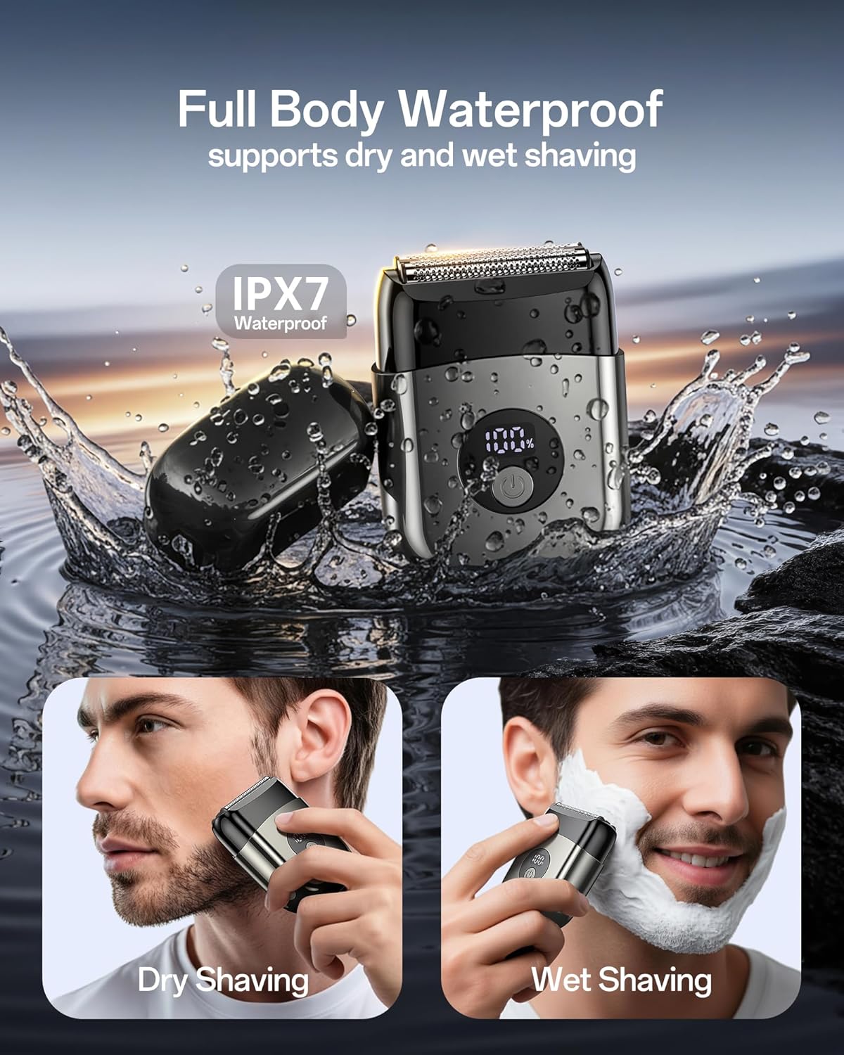 Electric Razor for Men Face,IPX7 Waterproof Electric Shavers Beard Trimmer for Men